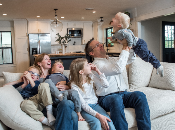 Family happy in their home